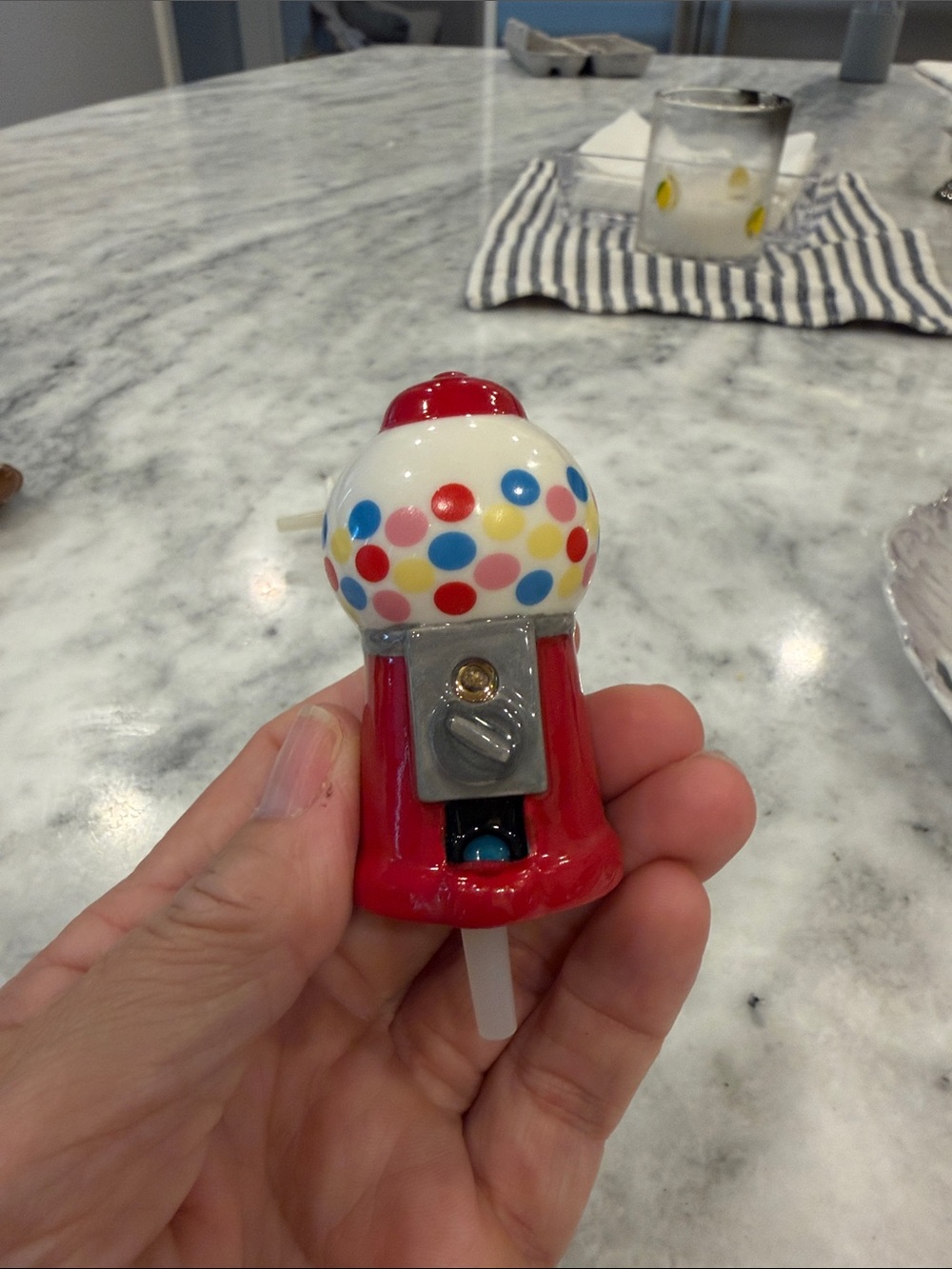 Nora Fleming Red Gumball Machine Mini Accent with Multicolor Dots